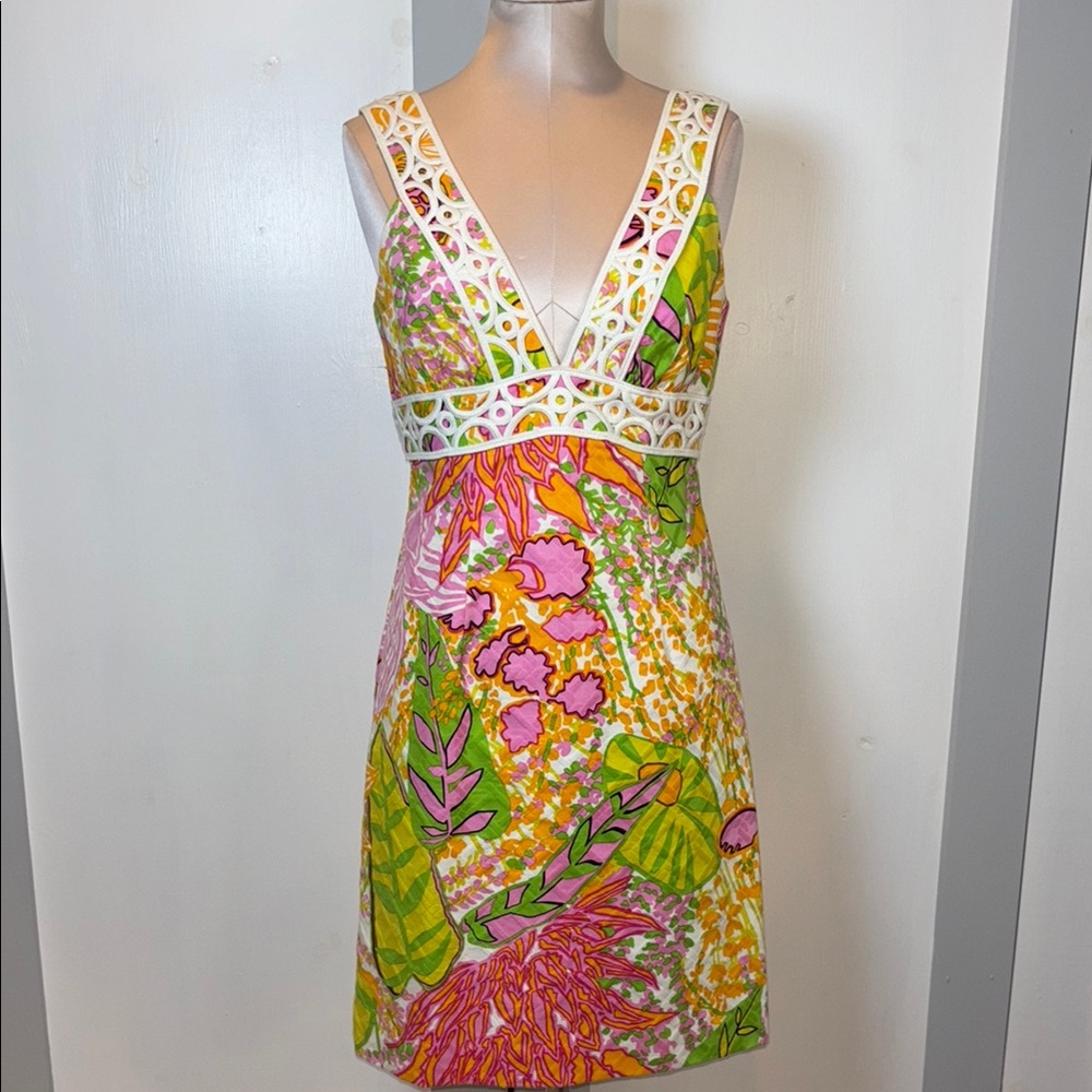 Trina Turk Tropical Print Cotton Shift Dress Size 4 - Picture 1 of 12